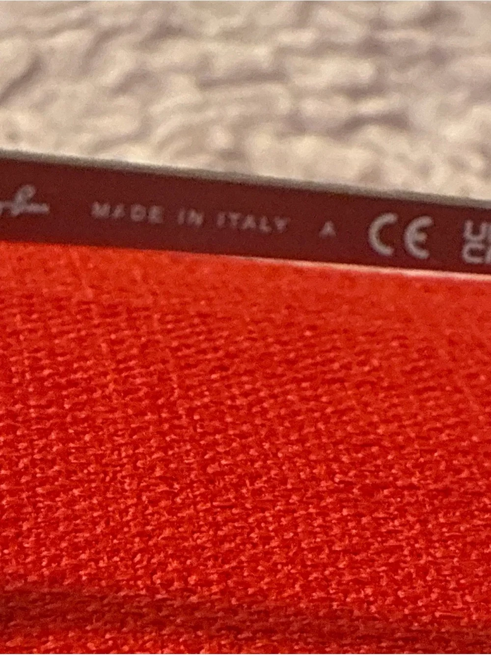 Ray-Ban Sunglass Temple Arm in Silver with Red Background